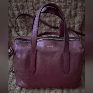 Fossil Sydney Raisin Leather Satchel